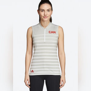 Adidas Stripe Sleeveless Half Zip Polo Small NEW